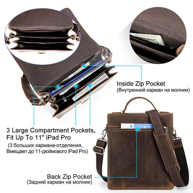 Contact Mens Shoulder Genuine Leather Messenger Bag For 11inch Ipad Password Designer Bags Crossbody Male Handbag