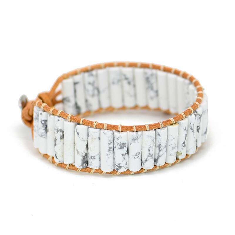 Hot selling natural turquoise Bohemian style simple cowhide woven bracelet