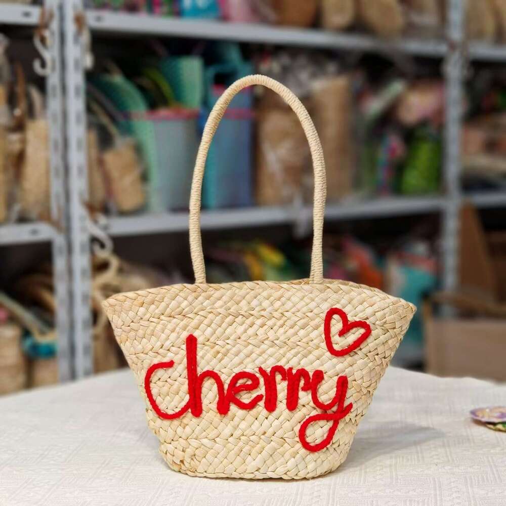 Ins Style Resort Beach Bag Nameable Letter New Ins Shoulder Grass Woven With Large Capacity Handheld Vacation Style Beach Bag KQ