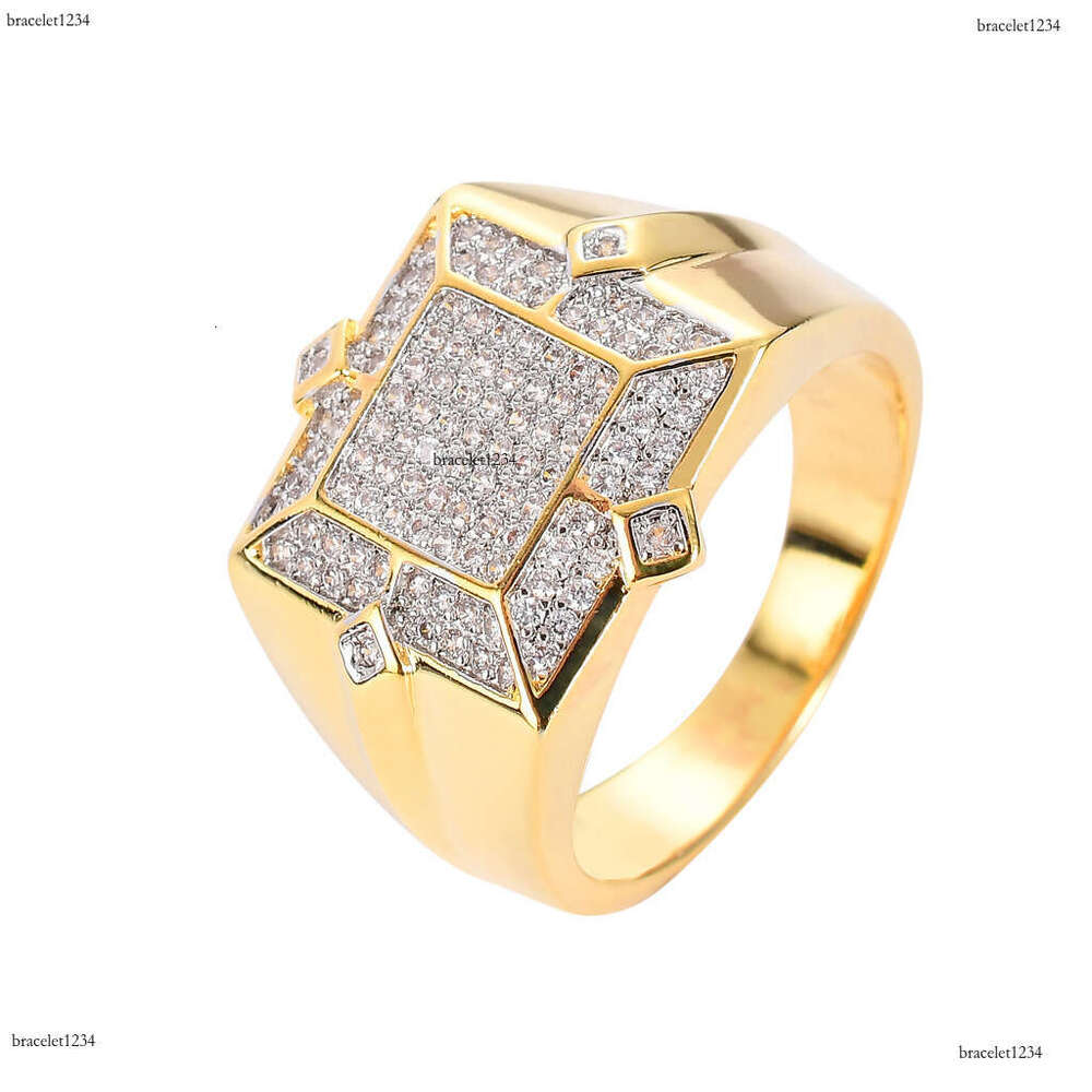 Luxury designer square men with ice out VVS Moissanite ring, hip-hop rapper ring free shipping