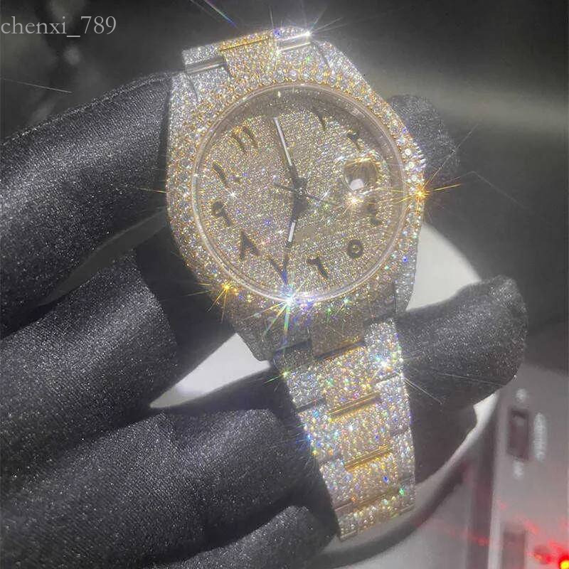 New coming blingbling mechanical vvs iced out moissanite wrist watch