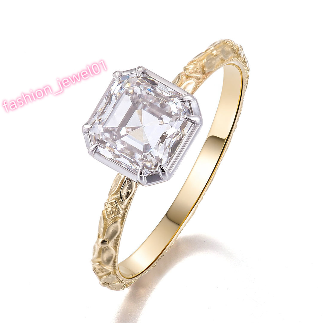 Customized Lab-grown Diamonds GIA IGI Certified Lab Diamond Engagement Ring in 2ct Asscher Cut 18K Yellow Gold Ring