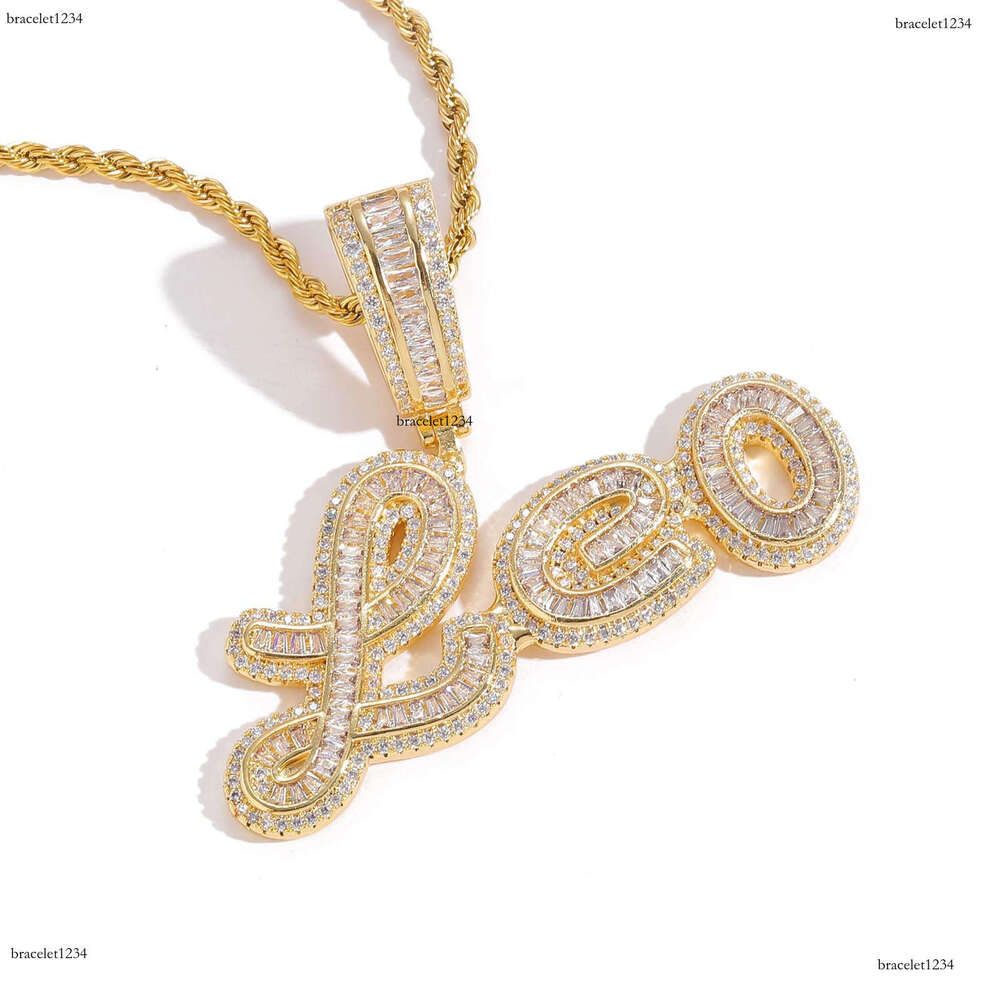 Luxury designer hip hop patchwork pendant Ice out VVS Moissanite ladder square Letter Men Women Hip hop necklace pendant