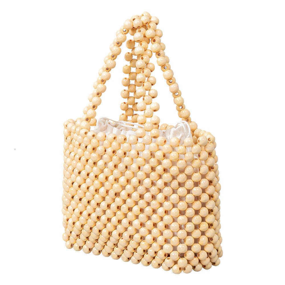 Ins Style Resort Beach Bag OLEI Handmade Woven Women Vacation Handbag Leisure Travel Beach Wooden Bead Bag For Women KQ