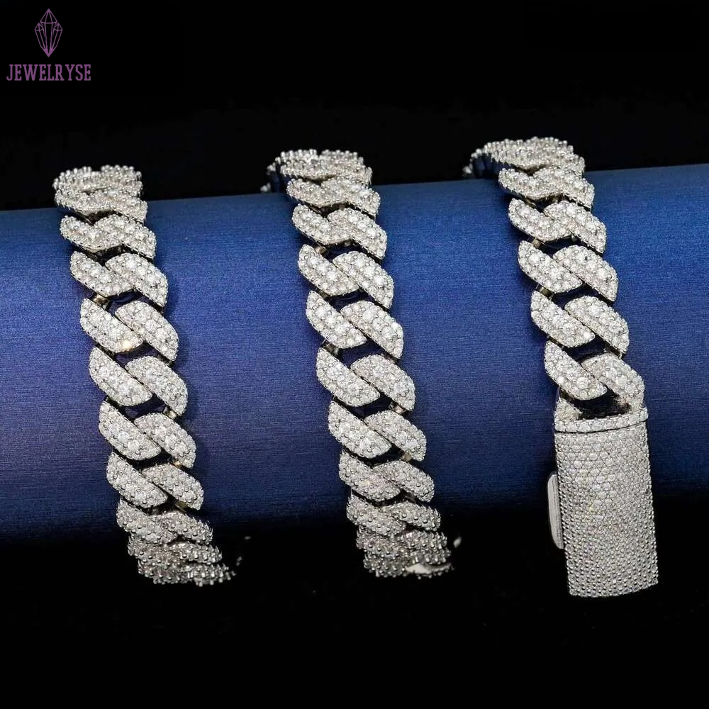 Factory Directly Sales Good Price Hip Hop Jewelry 13mm Iced Out Cuban k Chain Bracelet Vvs Moissanite