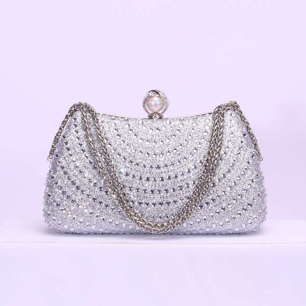 Trendy Rainbow Half Round Sided Diamond Double Chain Handbag, Birthday Party Handbag