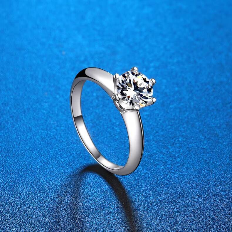 Classic 50Cent 1/2CT Womens Engagement Wedding Ring S925 Sterling Silver with Moissanite Diamond Ring with GRA Certificate