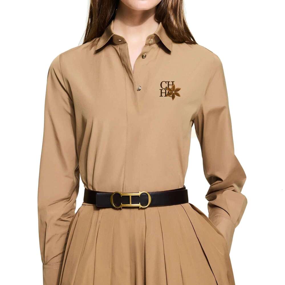 CH Brand 2024 Fashion New Office Lady Shirt Women's Elegant Blouse Lapel Long Sleeve Leisure Commuting Top Female Clothing