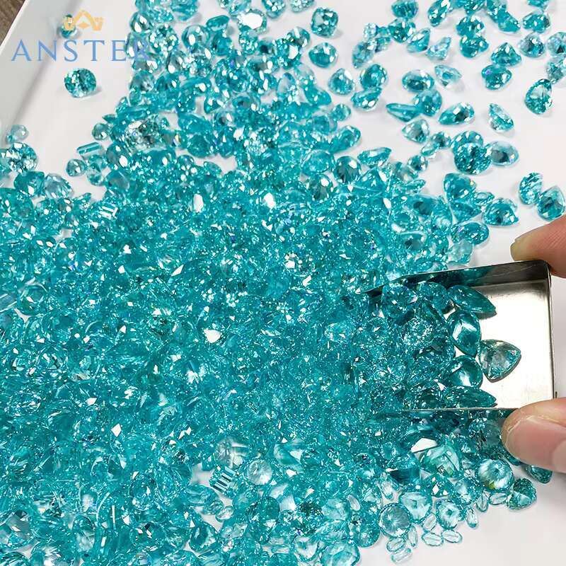 Hot Sale Lab Created Paraiba Diamond Oval Cut 5x7mm Loose Gemstones for Jewelry