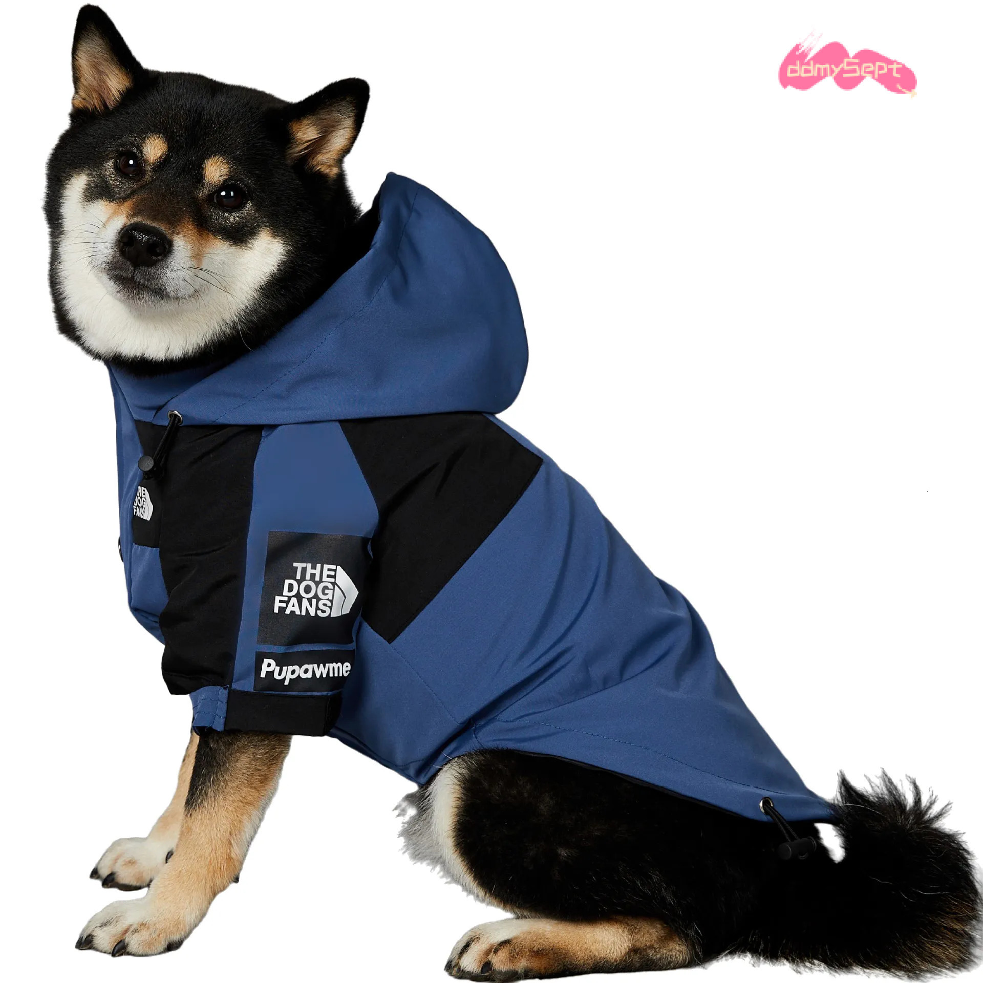Dog Coat Autumn Winter Jacket Adjustable Hood Waterproof Windproof Pet Clothes with Leash Hole for Small Medium Large Dogs Blue XL H11.21 ddmysept