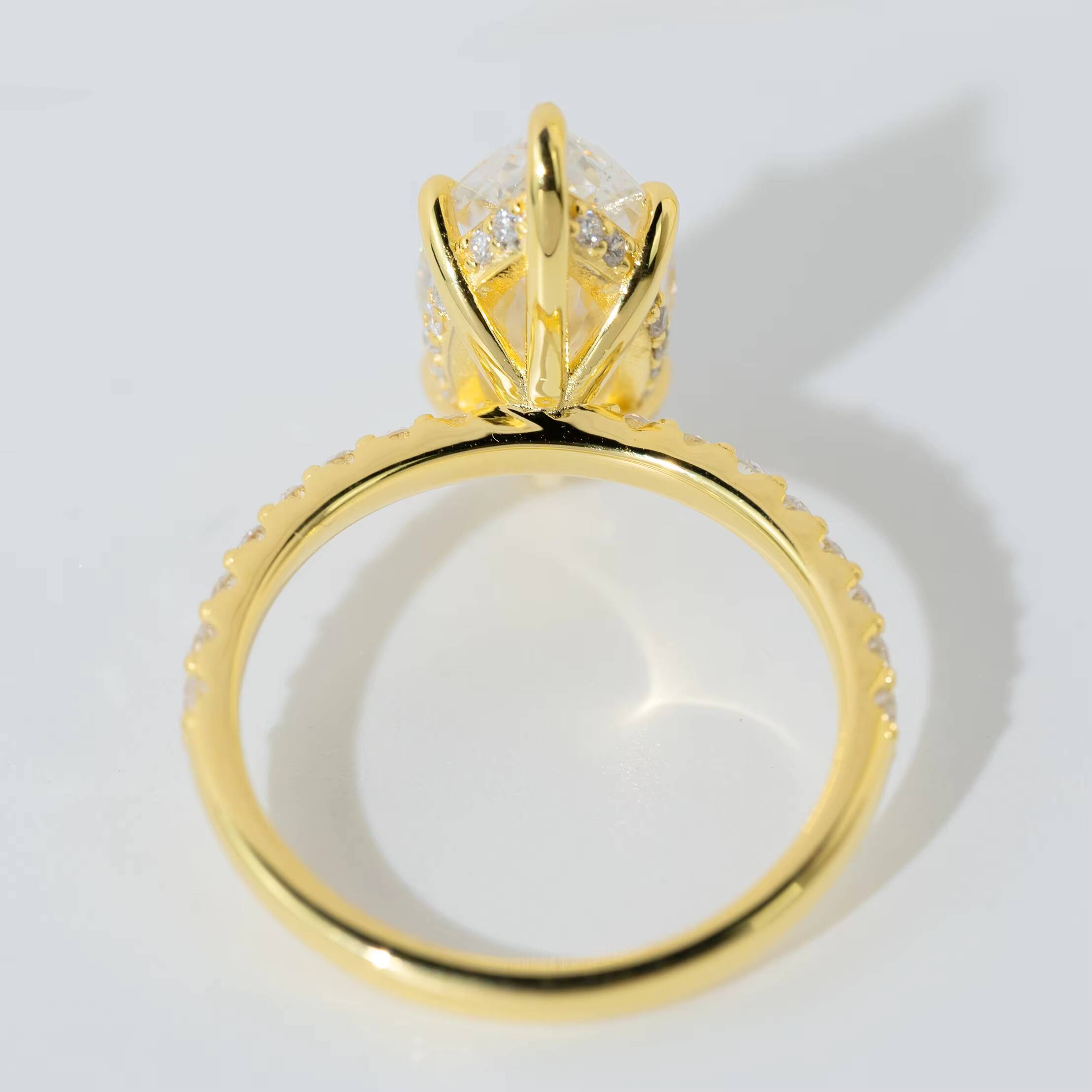 Custom Marquise Cut Vvs 3CT Lab Grown Diamond Engagement Ring Dropshipping Yellow Gold 925 Sterling Silver Ring Women Jewelry