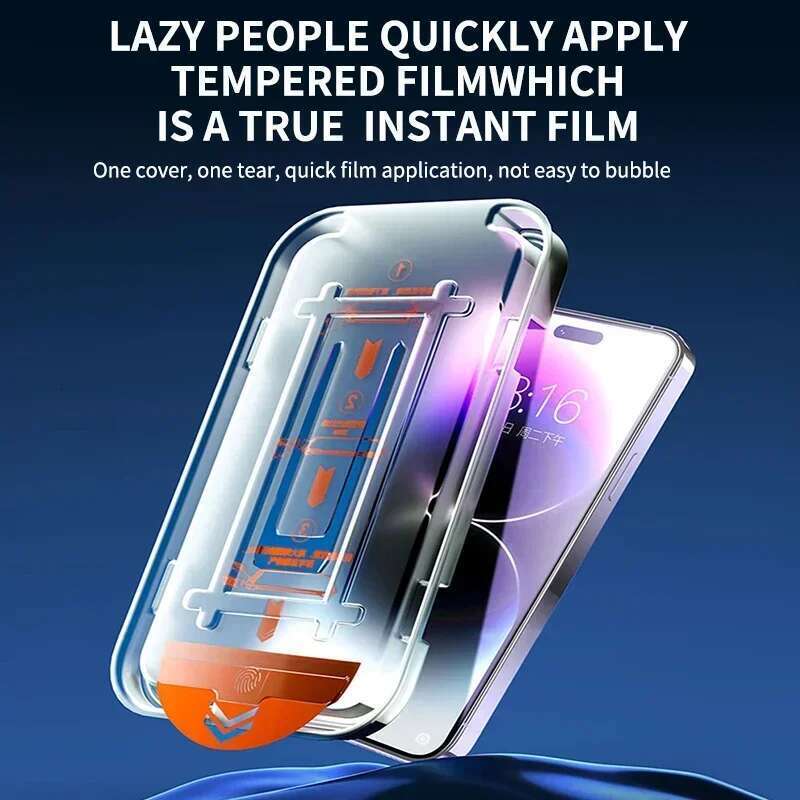 e Free Installation Tempered Glass for IPhone 14 13 12 11 Pro Mini SE XS XR X Max 15 Plus Screen Protector