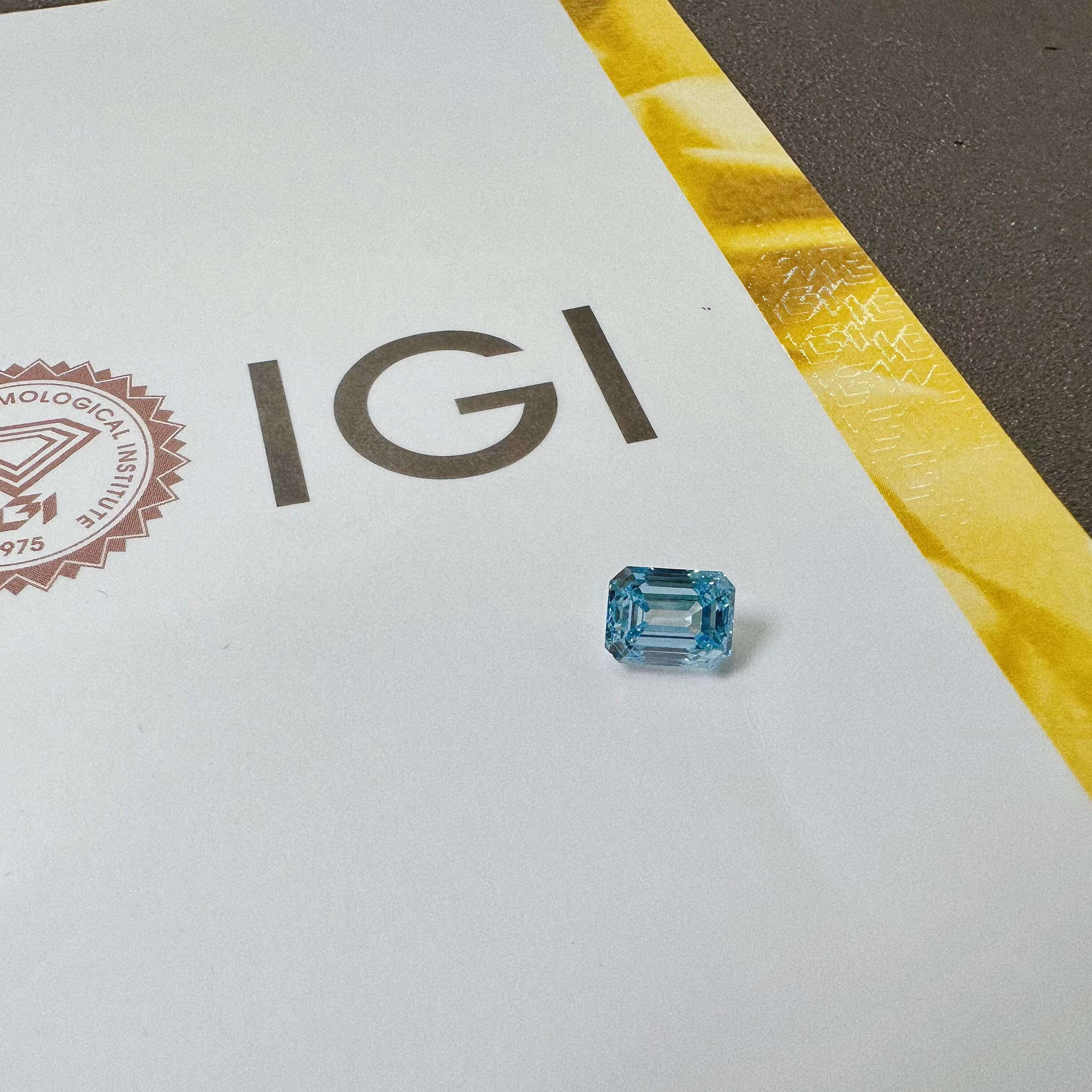 Custom Diamond Personalized Jewelry Emerald Cut Lab Grown Diamond IGI Fancy Blue Synthetic Diamonds