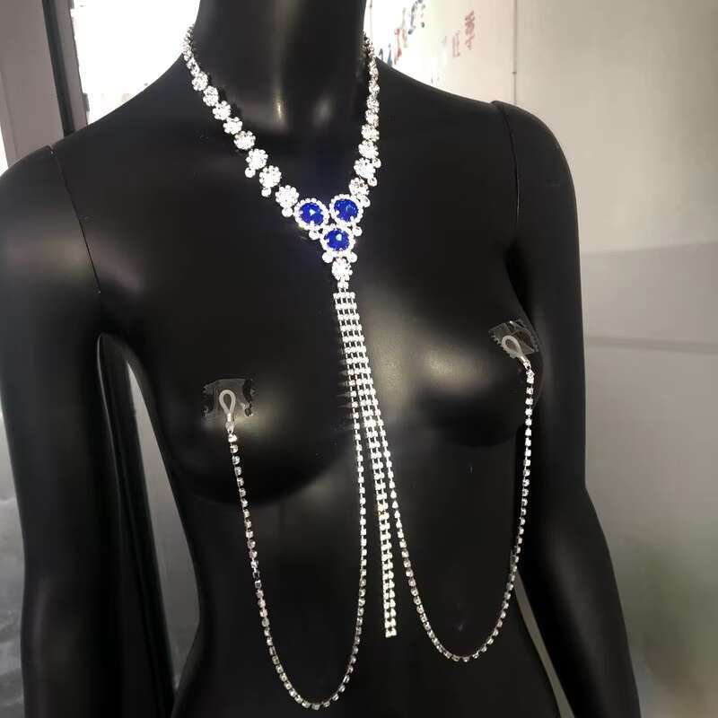 Suxuan Sexy Girl Nipple Necklace Piercing Thong Jewelry Set Body Nipple Rings Non Piercing Jewellery Chain