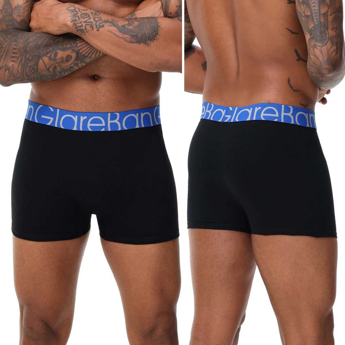 6-piece set of black cotton boxing shorts mens underwear mens soft mens underwear mens comfortable boxing shorts sliding underwear Z250422-1