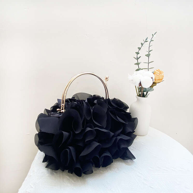 Bridal Dress Fairy Crossbody French Chiffon Flower Senior Banquet Handheld Silk Evening Party Bag Girl