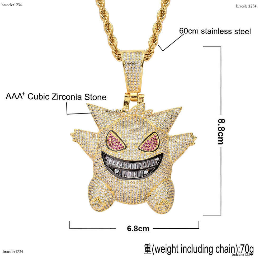 Luxury designer DagengGhost Cartoon Hip Hop Pendant, Ice out VVS Moissanite necklace with free shipping