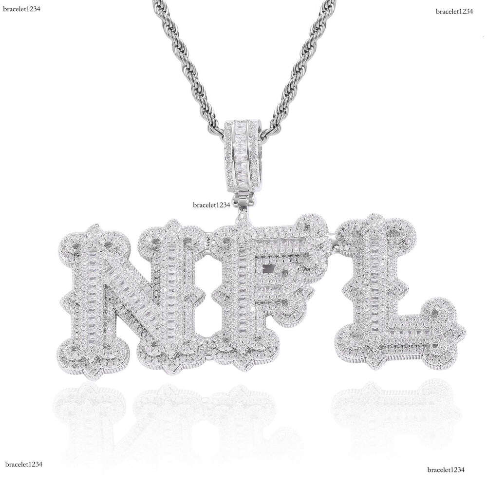 New Hip hop full Cloud pattern with spiny rock candy letter DIY patchwork Ice out VVS Moissanite combination pendant letter necklace Free delivery
