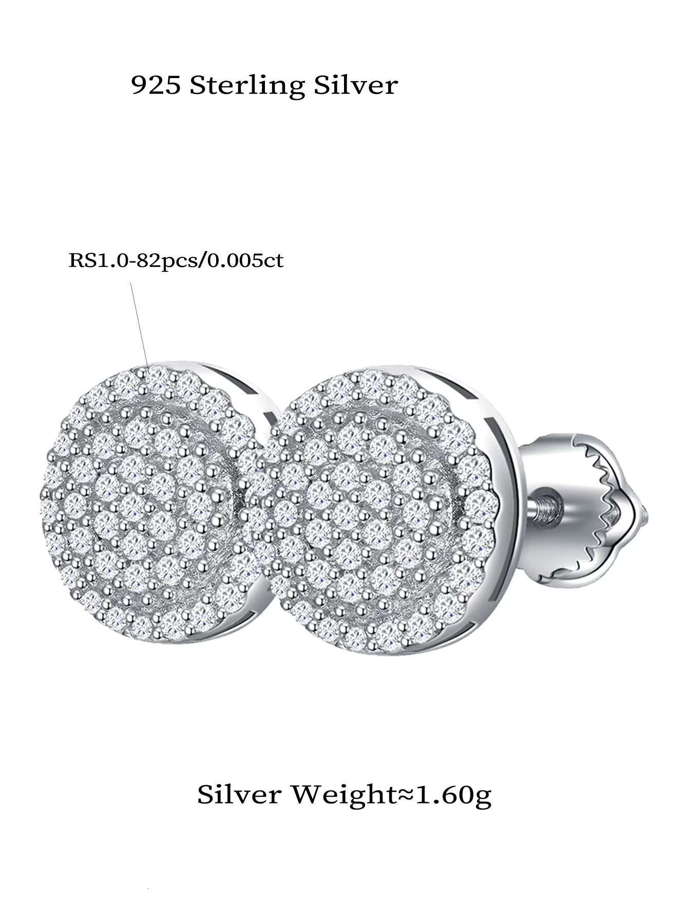 Round Brilliant Flower Iced Out 1.0mm GRA Moissanite Stud Earrings 925 Silver Fine Jewelry for Womens Wedding