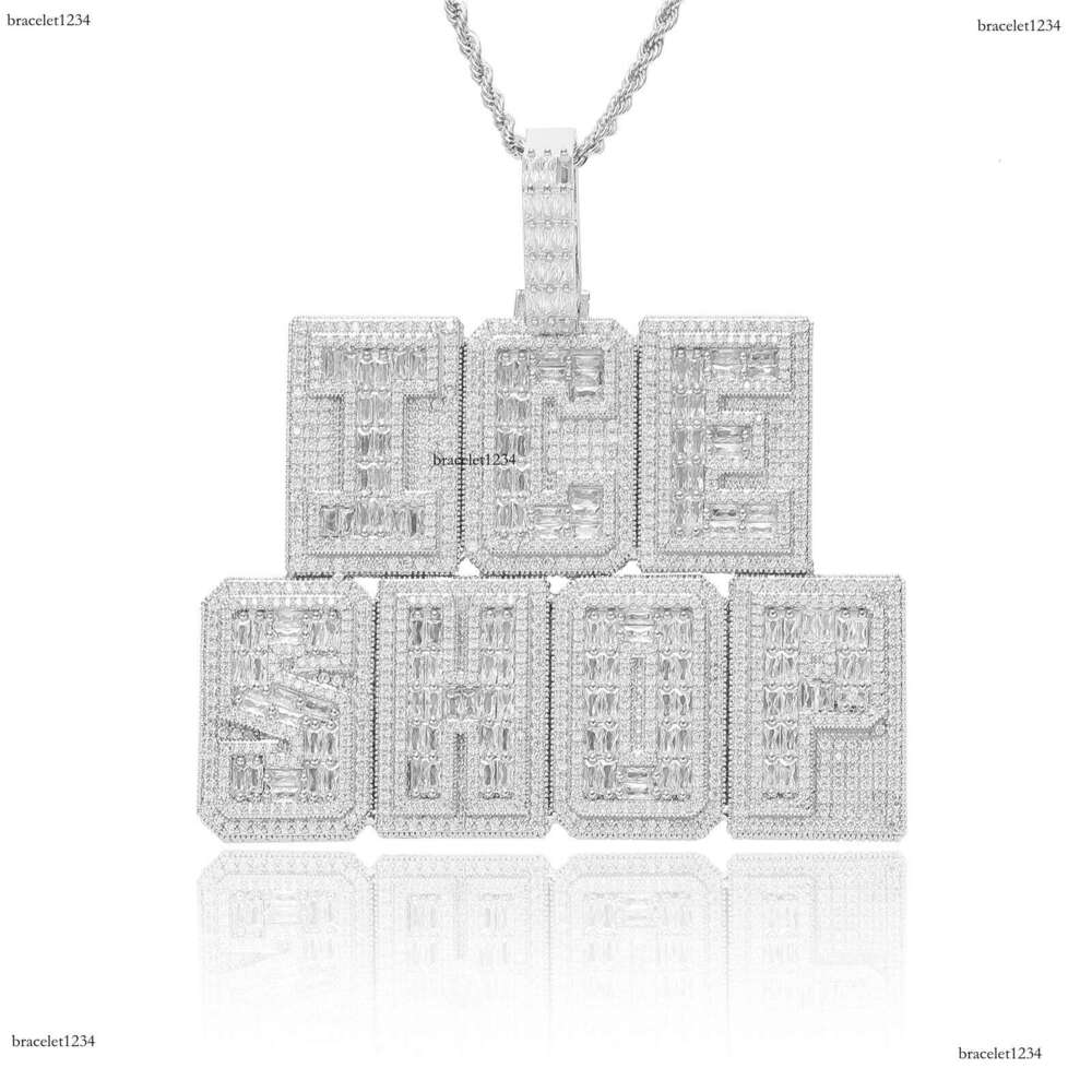 Luxury designer double T-shaped ice out VVS Moissanite Mosaic alphabet pendant, hip hop pendant for men and women