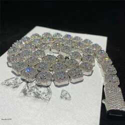 Hip Hop Rock Sugar Moissanite Iced Out Dia Necklace Fashion Men Jewelry Solid Sier Cuban k Chain