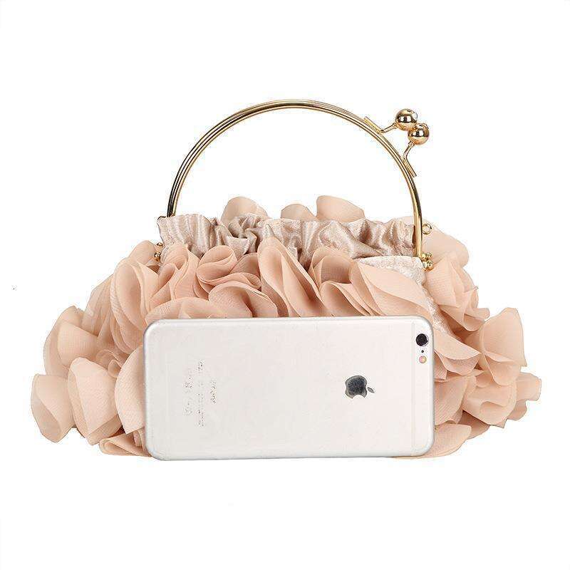 Korean Version Of New Women's Flower Handbag, Silk Banquet Bride Dress Bag, Fairy Diagonal Cross Bag