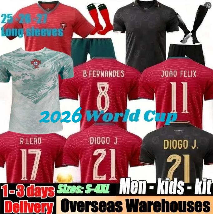 Maillot Portugal Jersey 2026 World Cup Portuguesa Ronaldo Soccer Jerseys JOAO FELIX BERNARDO B. FERNANDES PEPE 25 26 27 Football Shirt Team Men Kids Kit S-4XL