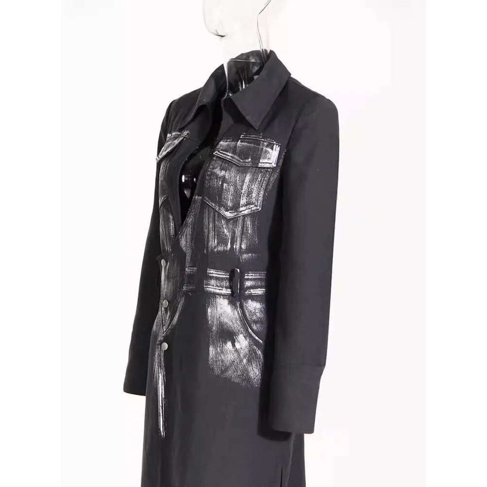 Bjtzirregular Design Sense Lapel Tie With Halo Dyed Trench Coat Female 2025 Spring New Artist Style Waist Long Suit Jacket
