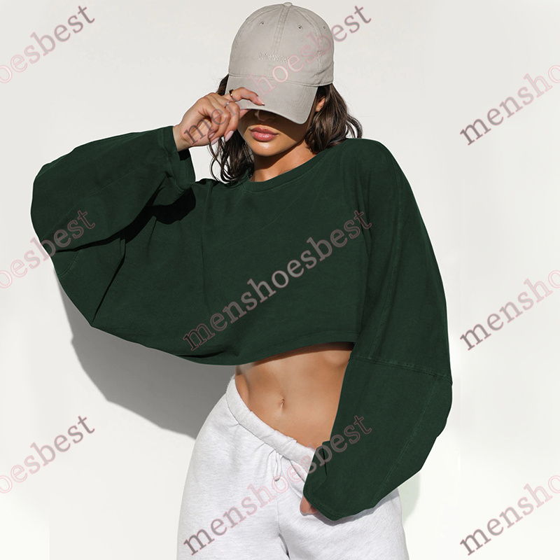 Designer Womens Umbilical Round Neck Sweatshirt Short Sporty Base Shirt Long Sleeve T shirt Hip Hop Streetwear Causual Top