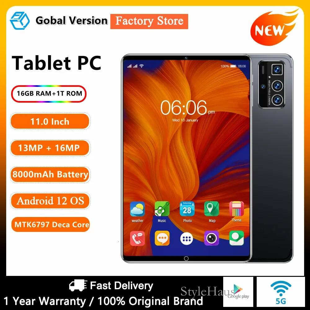 NEW 11 Inch Android12 16GB 1T Dual SIM 5G Phone call 10 Core Bluetooth Network GPS WPS Tablet PC
