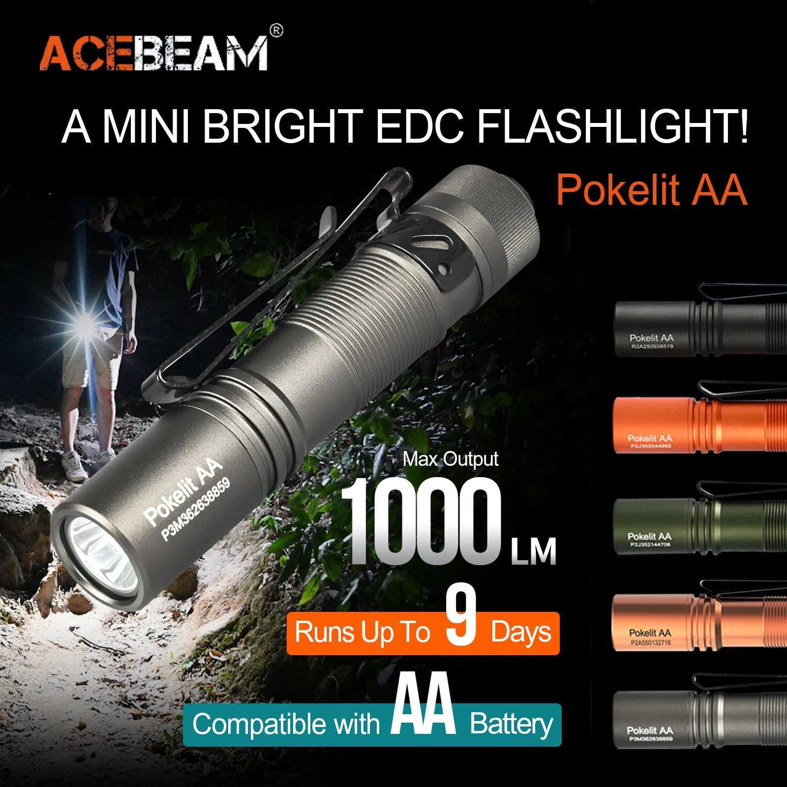 ACEBEAM Pokelit AA EDC flash 1000 lumens high CRI90 USB-C charging IP68 small pocket LED flash for daily carrying Z250422