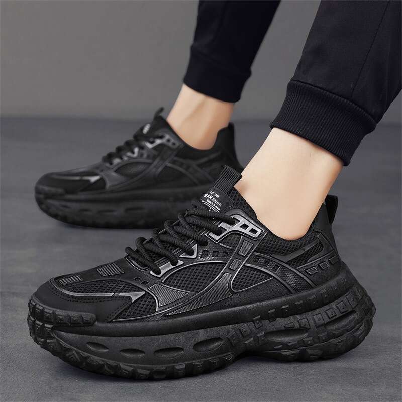 Men's sports casual shoes, vintage style tire soles, 2025 spring new breathable thick soled dad shoes
