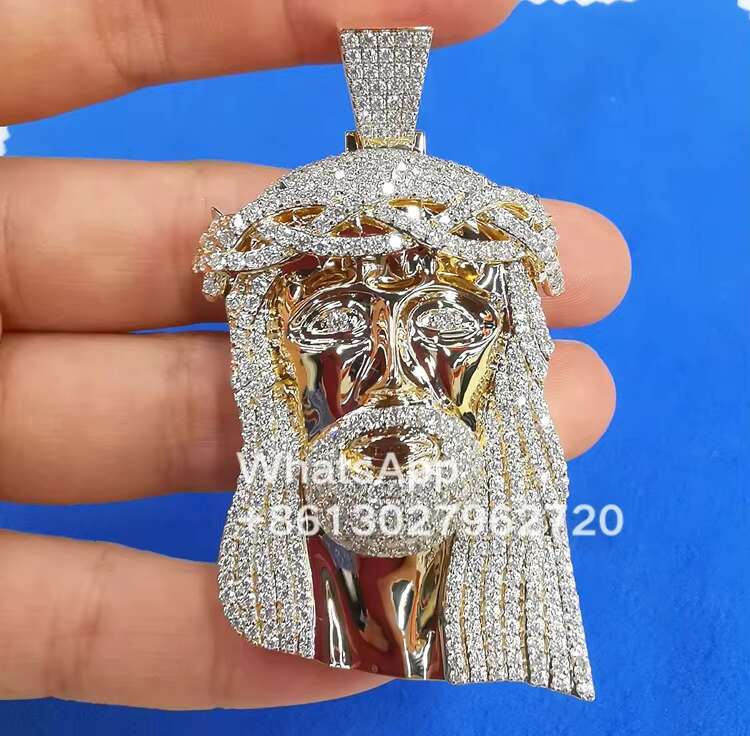 Pass Diamond Tester Silver/ 10K Solid Gold Mens Diamond Jesus Piece Pendant Moissanite Iced Out Pendant for Necklace