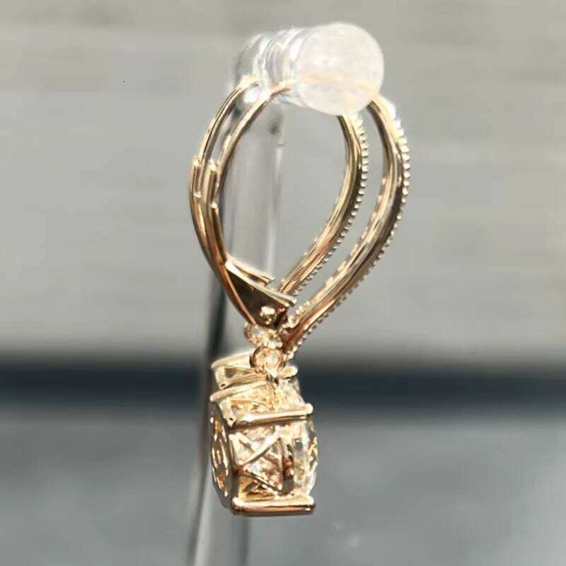 Classic 6 5mm Moissanite Hoop Earring 14K Yellow Gold Fine Jewelry Vvs Iced Out Moissanie Earrings - view 3