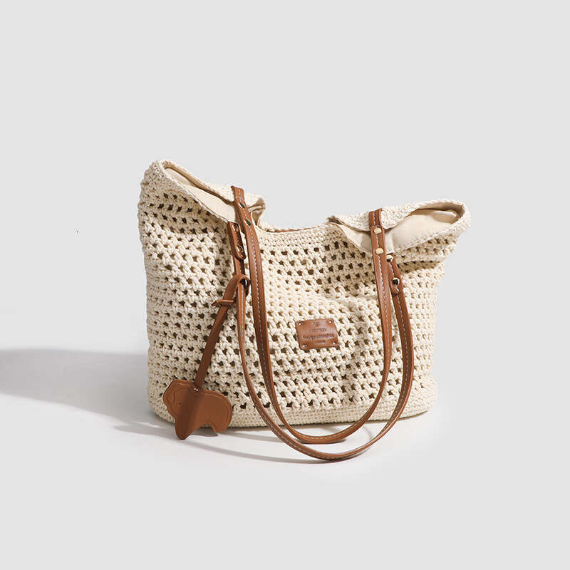 Ins Style Resort Beach Bag Shanxia Nanfeng Women S Handheld Straw Woven Large Capacity Seaside Vacation Hollow Summer Shoulder Bag KQ