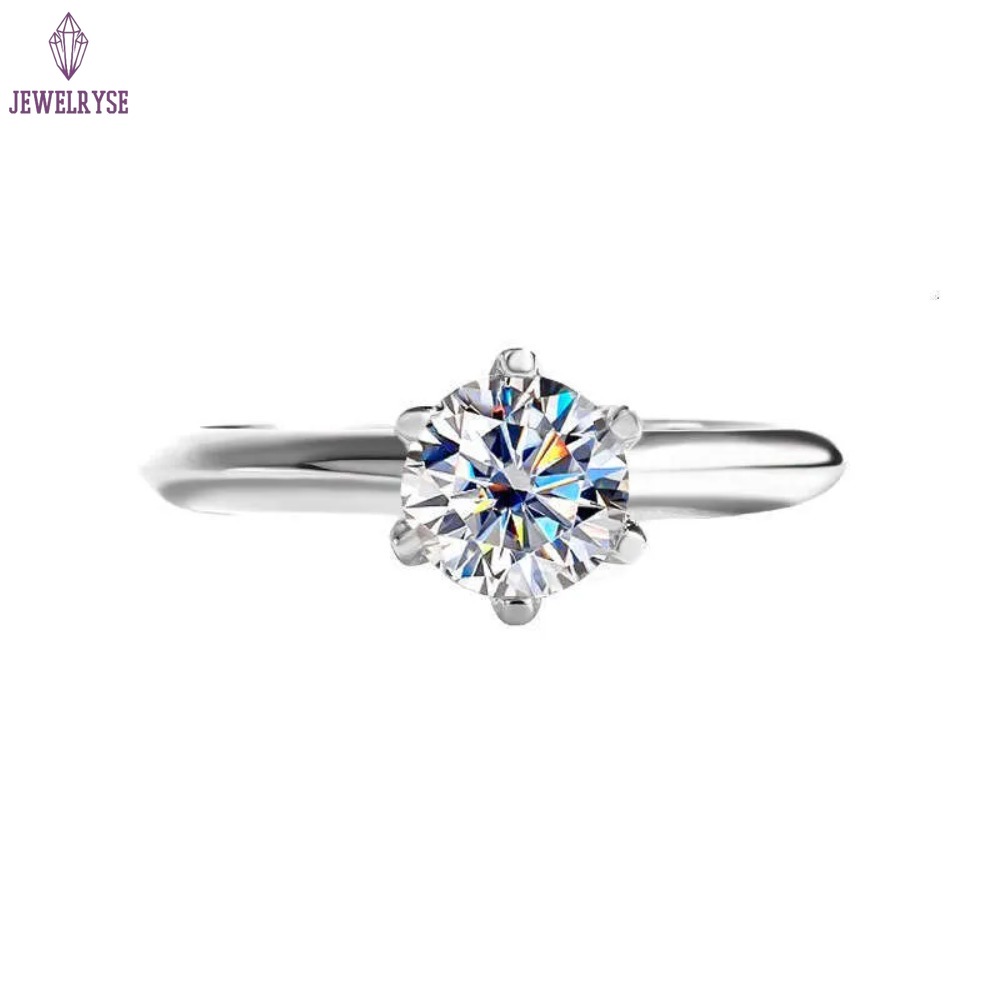 Designer Ring For Women 925 Sterling Silver Plated Gold 0.5-5CT Moissanite Ring Classic Six Claw Diamond Ring Girls Wedding Engagement Jewelry Woman C