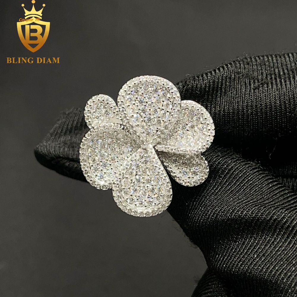 Hot Sale Low Price Fine Jewelry 925 Sterling Silver VVS Moissanite Diamond Flower Rings Gift Wedding