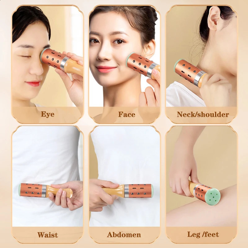 Jade Facial Beauty Massage Device Warm Moxibustion Rods Rotatable Lodestone Massager Moxa Stick Body Meridian Acupuncture Point 250418
