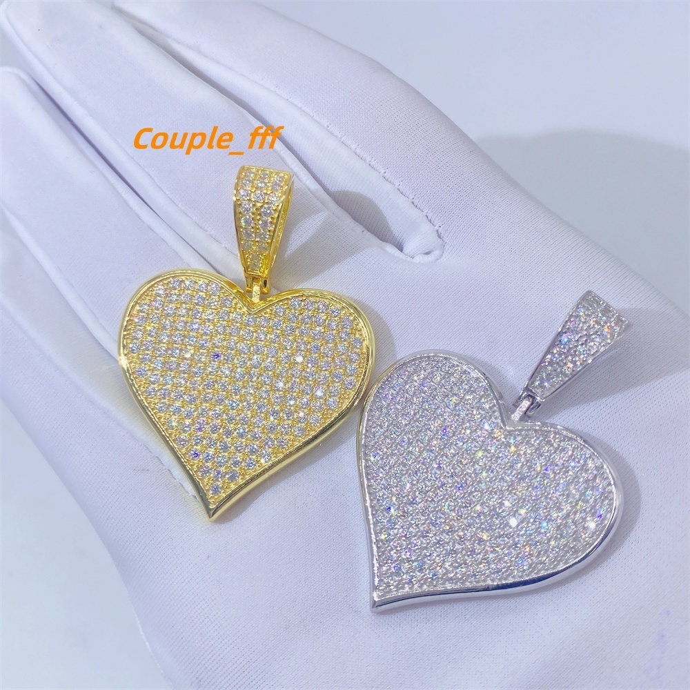Drop Shipping Fashion Jewelry Necklace 18k Gold Plated Unique Heart Hiphop Sterling Silver Pendant Jewelry