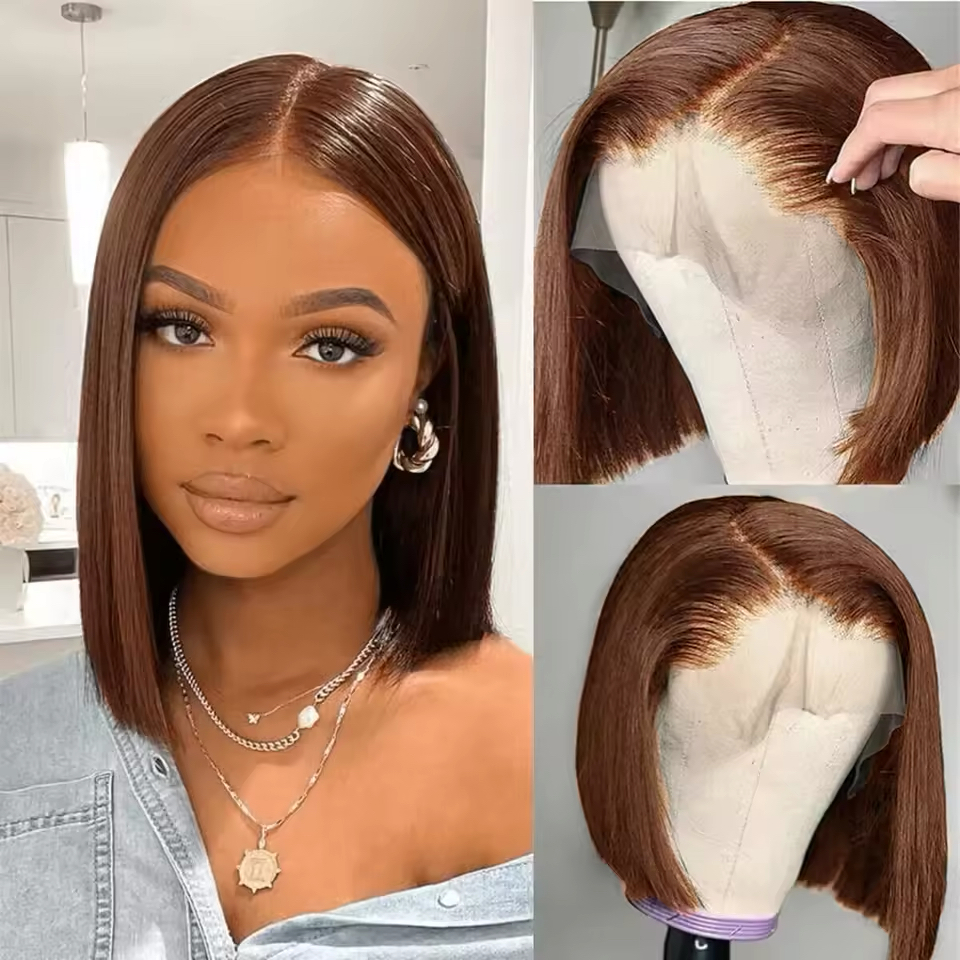 Brazilian Reallly Huamn Hair Straight Short Bob Wigs HD Lace Wigs 280 Density Bone Straight Pre Plucked Black Transparent Glueless Lace Front Human Ha