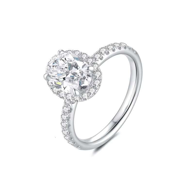 18K White Gold Classic Style Lab Grown Diamond Ring Wedding or Engagement CVD HPHT Oval Diamonds Womens Fine Party Jewelry