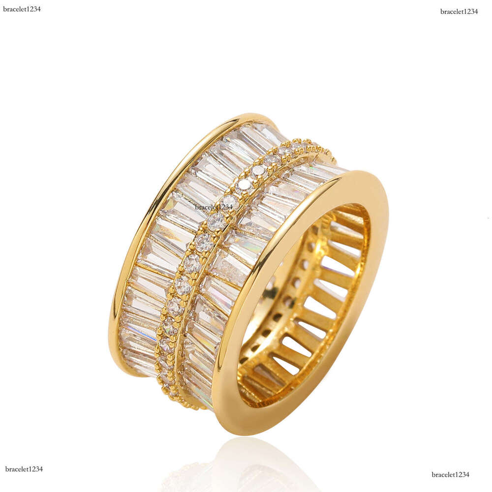 Luxury designer Hip Hop Double Row Ice out VVS Moissanite Rings, Hip Hop men's and women's rings free shipping