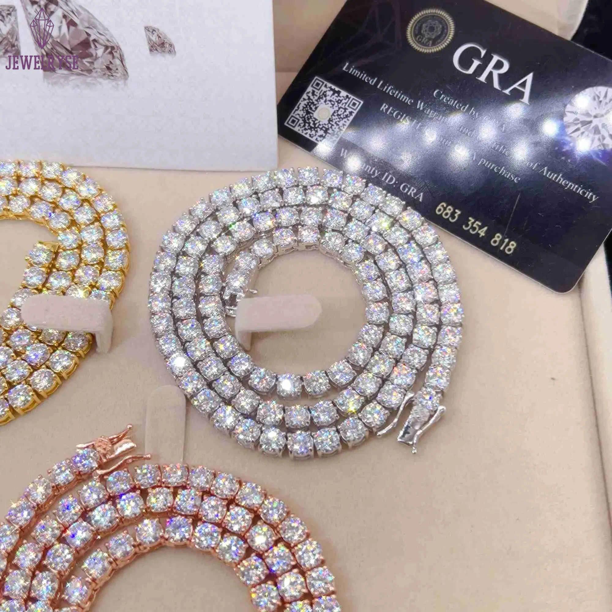 Good Price Gra Certified Vvs Moissanite Sterg Sier Solid Gold Tennis Chain