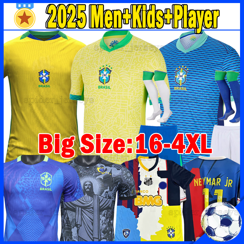XXXL 4XL 2024 2025 brazils NEYMAR JR RAPHINHA soccer jerseys VINI JR. RODRYGO CUNHA MARQUINHOS 25 26 Player version football shirts brasil Women jersey kids kits sets