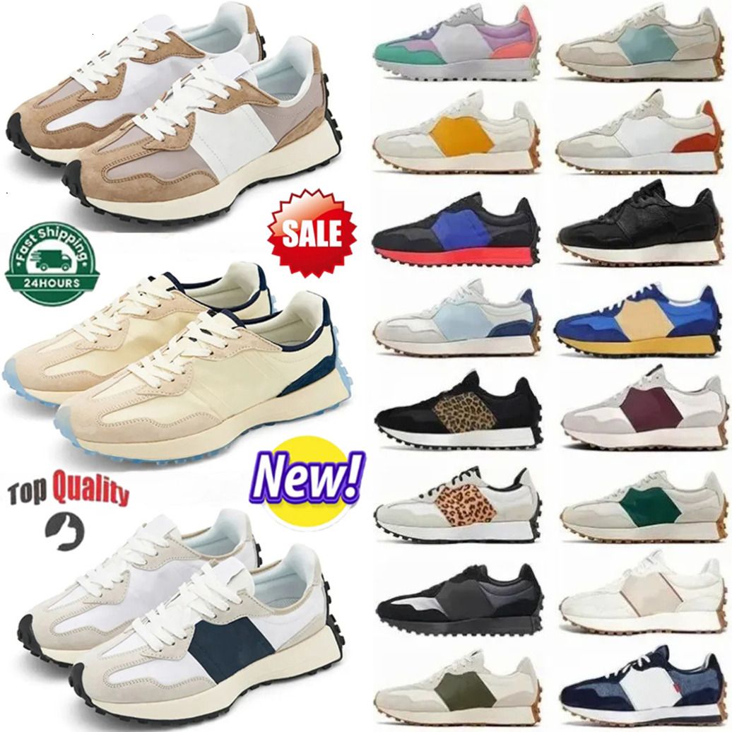 New Running Shoes 327 for Mens Womens Designer Athletic Trainers Leopard Sea Salt Suede Oxford Beige Black White Grey Outdoors Sports Gym Sneakers