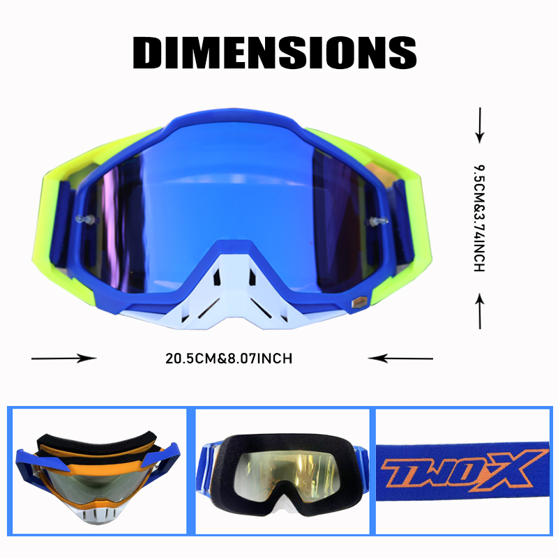 TWO-X Motorcycle Glasses Goggles Helmet MX Moto Dirt Bike ATV Ski Outdoor Sports Glass Scooter Goggles Mask