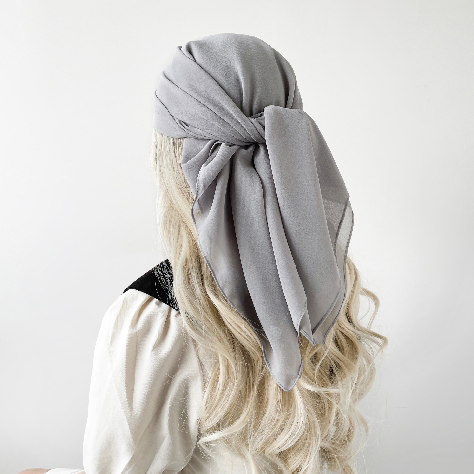K487 Summer square scarf silk scarf 90 pearl chiffon solid color scarf Malay headscarf Southeast Asian women's headscarf hijab Hui ethnic group