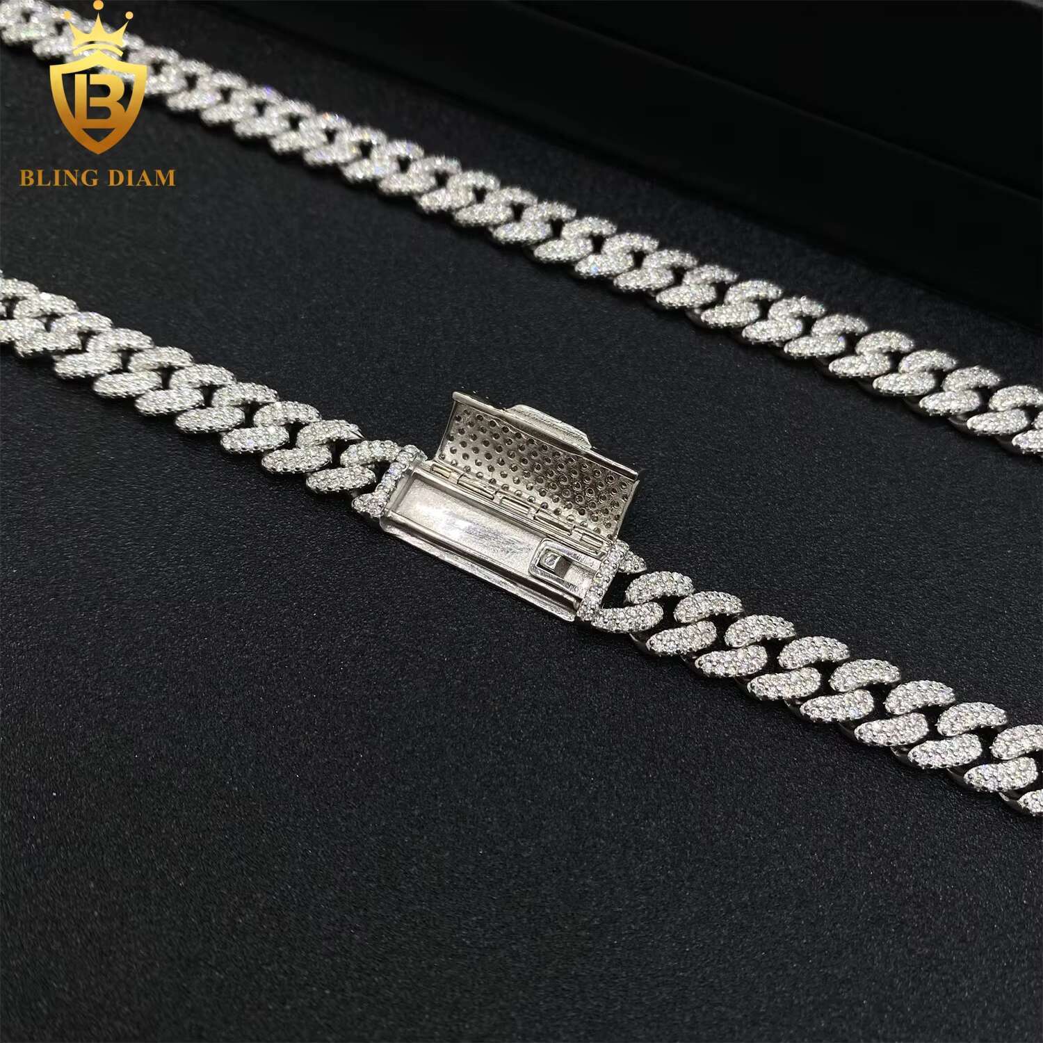 Classic Cuban Link Chain 8mm Bracelet Necklace Pass Dia Tester VVS Ice Out Moissanite Sier Fine Jewelry for Men Woman