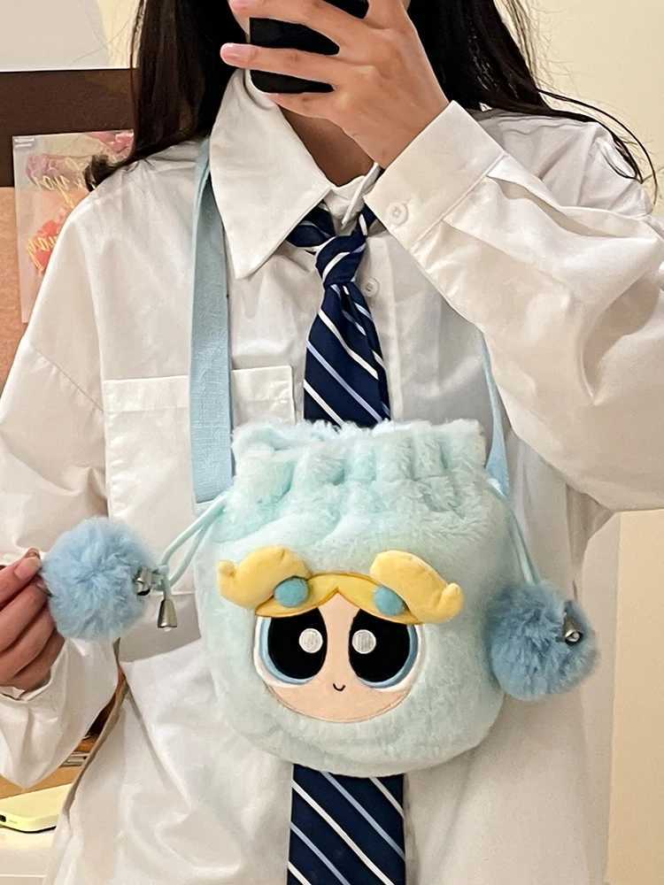 Top Quality Powerpuff Girls Plush Satchel Cute Earphone Storage Bag Adjustable Diagonal Blessing Pack Girl Holiday Giftt250423