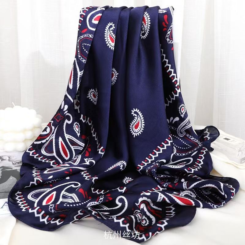 T541 Spring and Summer New Square Scarf Women's Silk Scarf New Silk Satin Mulberry Silk Hand-feel Scarf Decorative Scarf